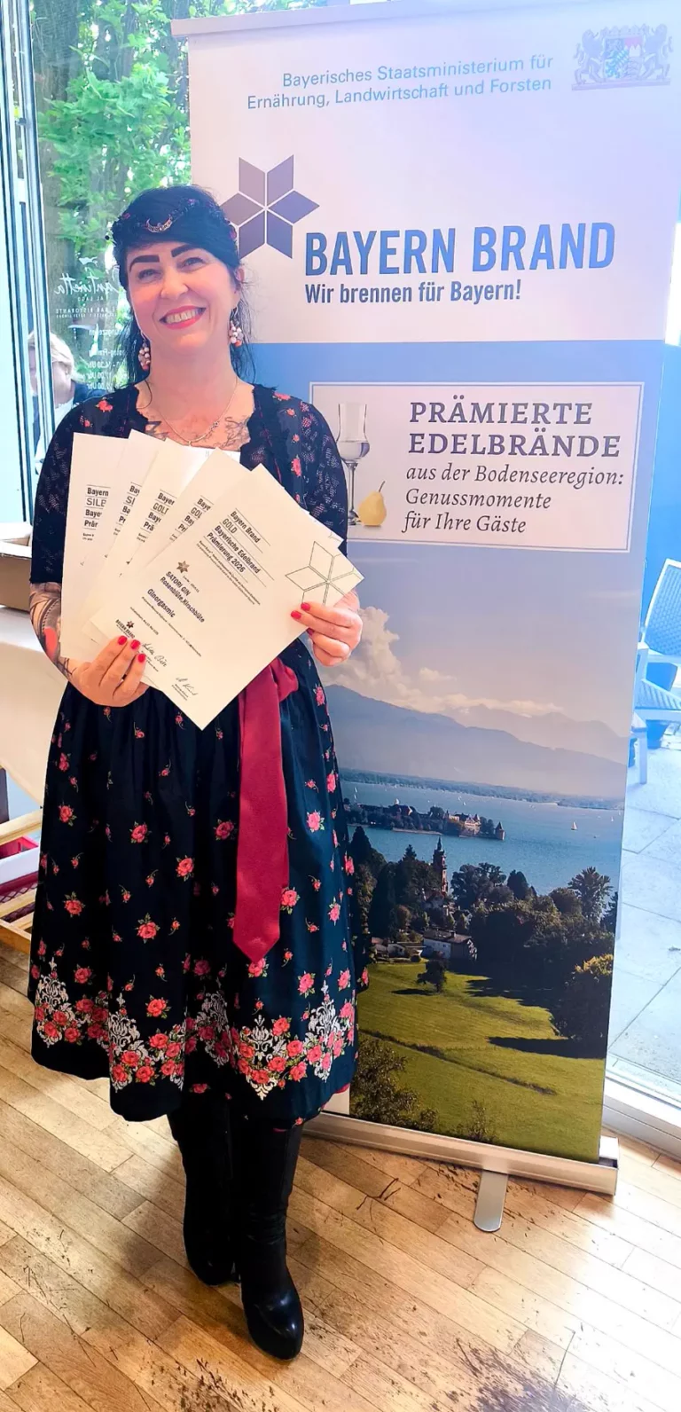 Philomena Stiglbauer mit fünf Urkunden der Bayerischen Edelbrandprämierung 2026 in Lindau